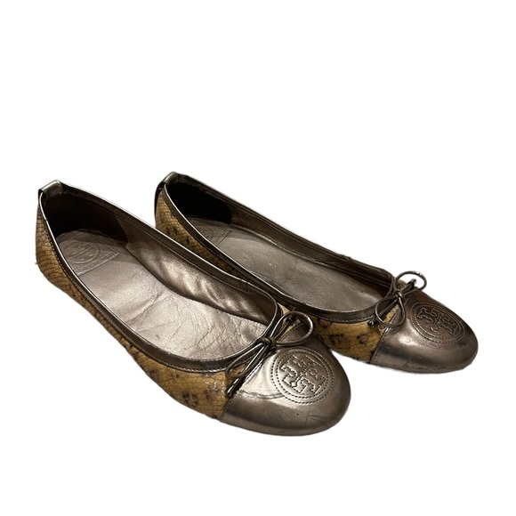 Tory Burch Shoes - Tory Burch Verbena Ballet Flat Silver Patent Toe -Chanel Style  Size 10
